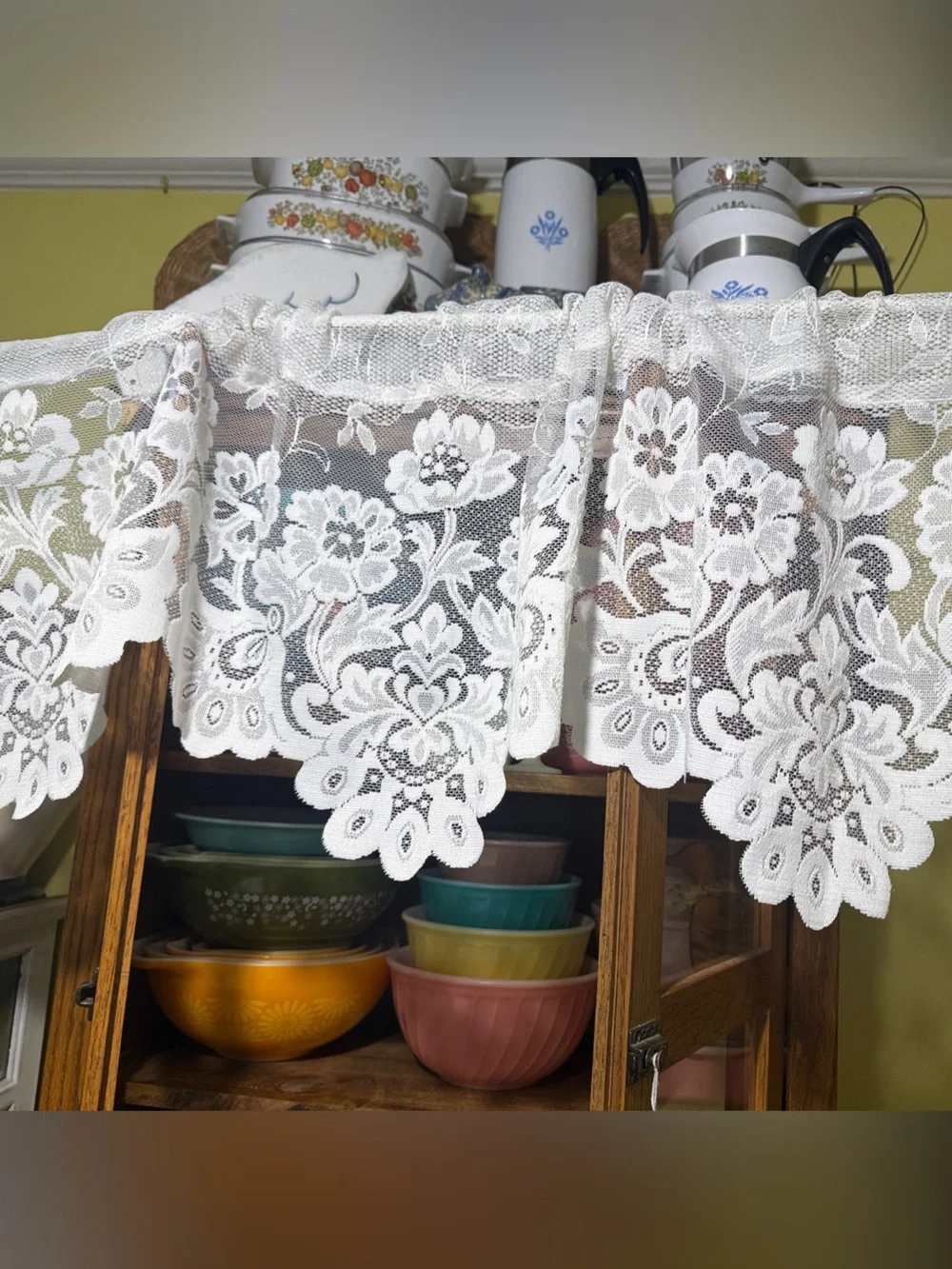 jcpenney White cream Floral Lace Kitchen Valance set of 2